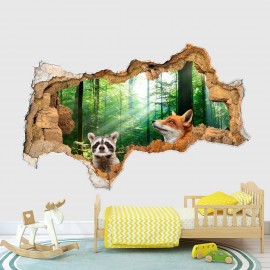 3D Raccoon Wall Sticker